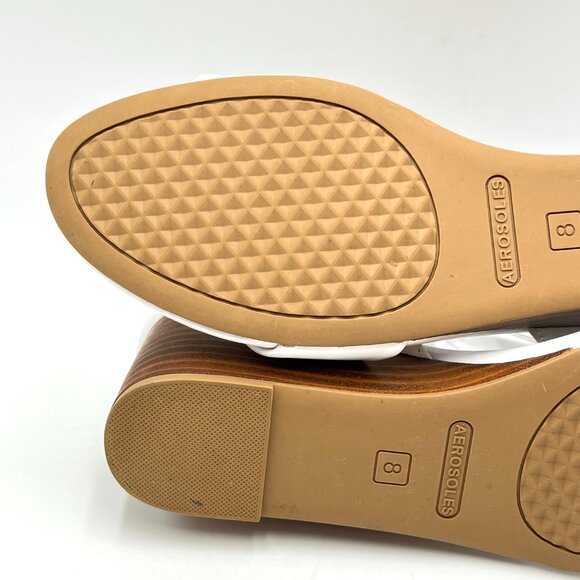 Aerosoles Womens Size 8 Willowbrook White Leather Wedges‎ Sandals Shoes - Picture 10 of 13